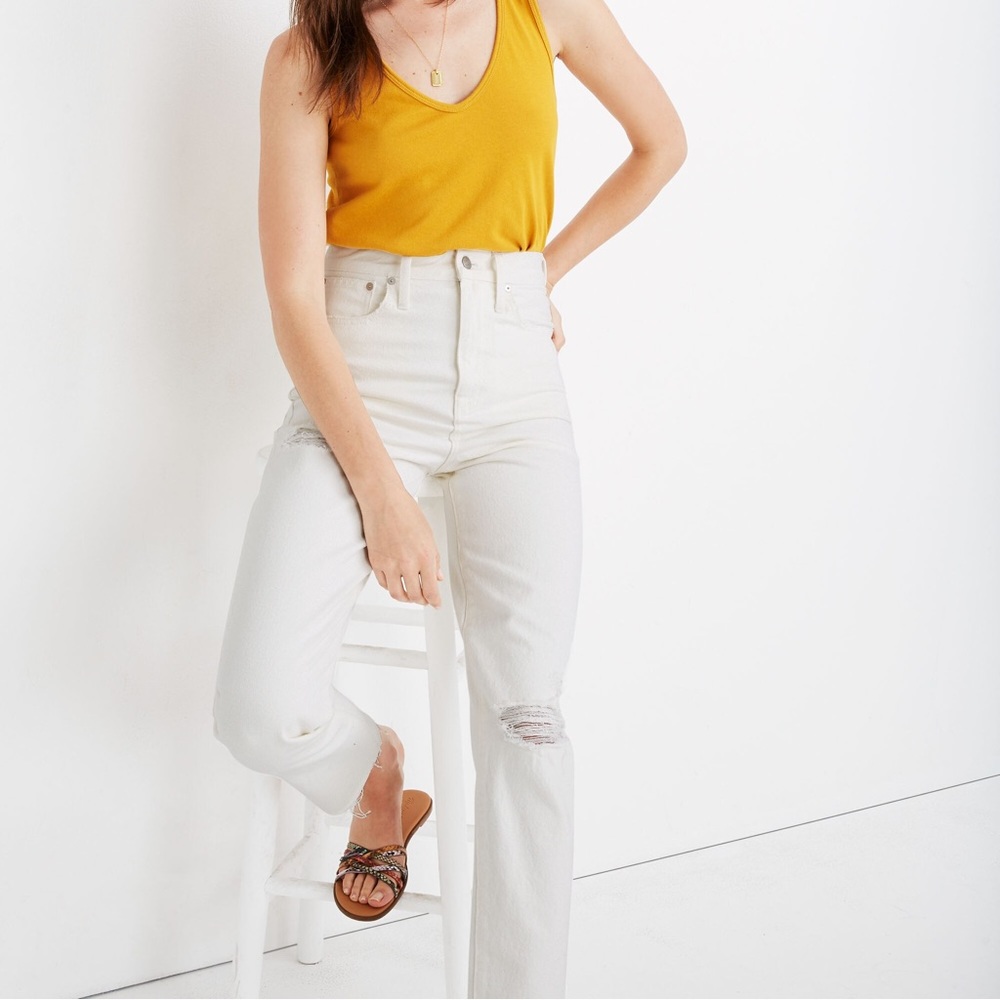 Madewell “The Mom Jean” -Ripped in Tile White